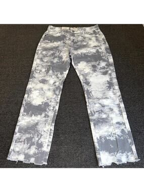 Umgee Jeans Womens 5 Gray White Tie-Dye Denim Pockets Distressed Frayed Hem